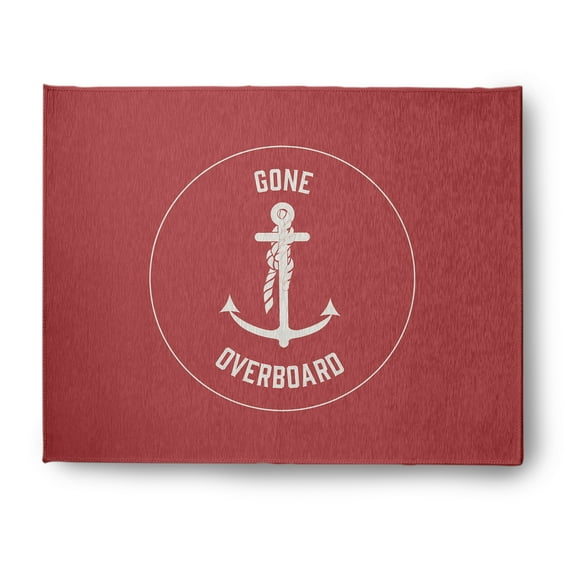 Simply Daisy 8' x 10' Gone Forever Overboard Nautical Chenille Rug, Ligonberry Red
