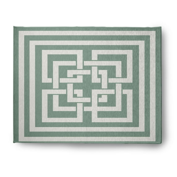 Simply Daisy 8' x 10' Greek New Key Nautical Chenille Rug, Sage