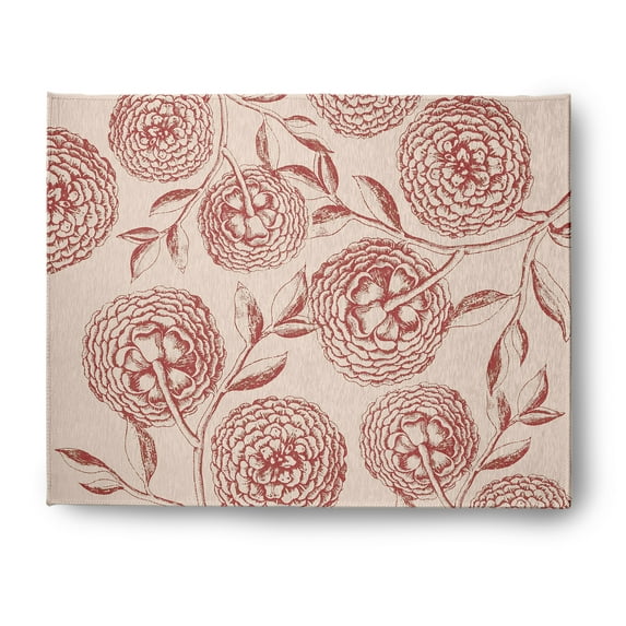 Simply Daisy 8' x 10' Red Antique Flowers Spring Chenille Rug