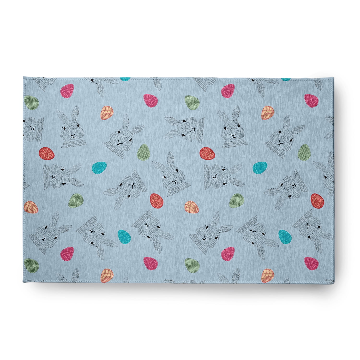 Simply Daisy After Rain Blue Bunnies and Eggs Easter Area Rug, 4' x 6'