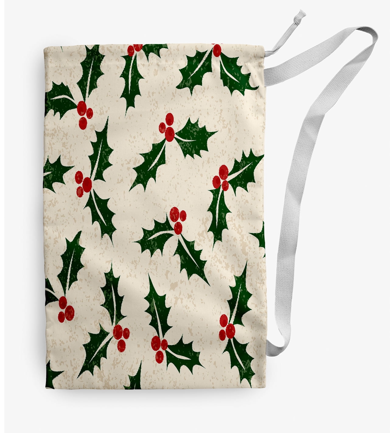Simply Daisy Allover Holly 18 x 29 in Ivory Laundry Bag