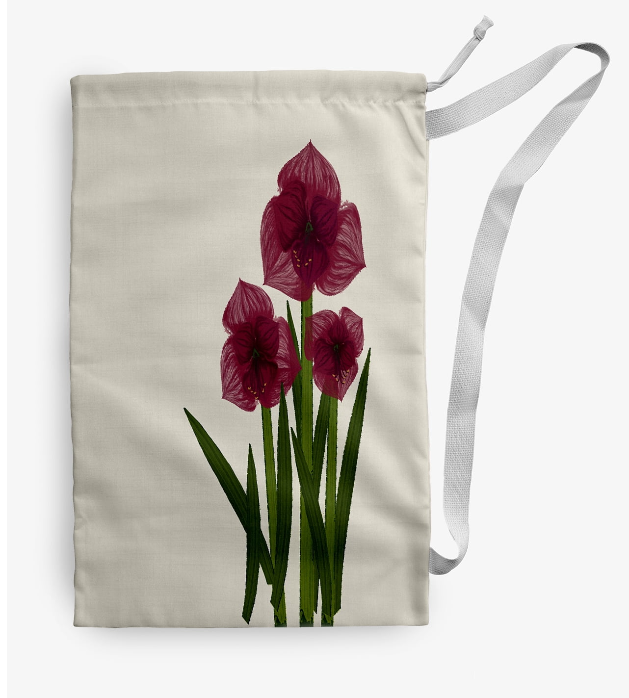 Simply Daisy Amaryllis 28 x 36 in Red Laundry Bag