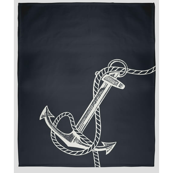 Simply Daisy Anchored Fleece Throw Blanket, Shark Blue, Small Throw