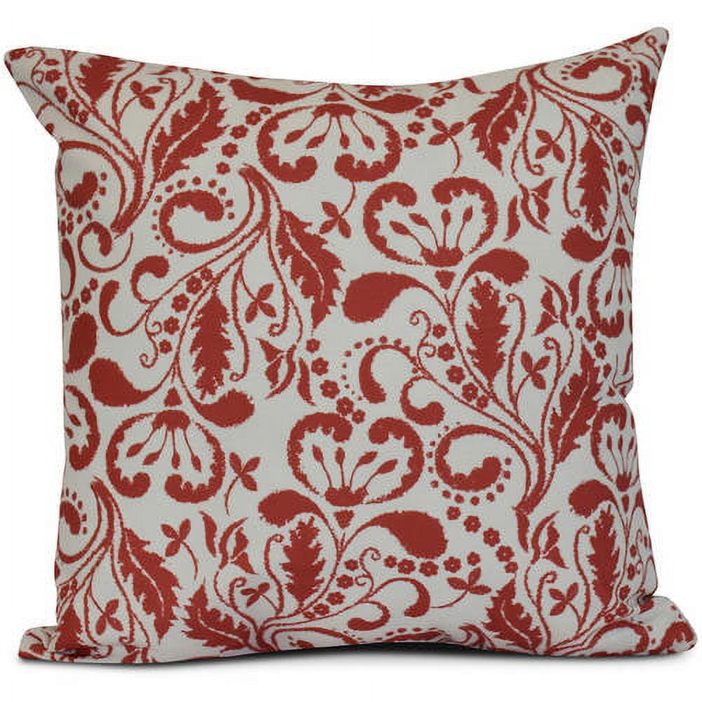 16" x 16" Coral and White Synthetic Down Floral Square Pillow