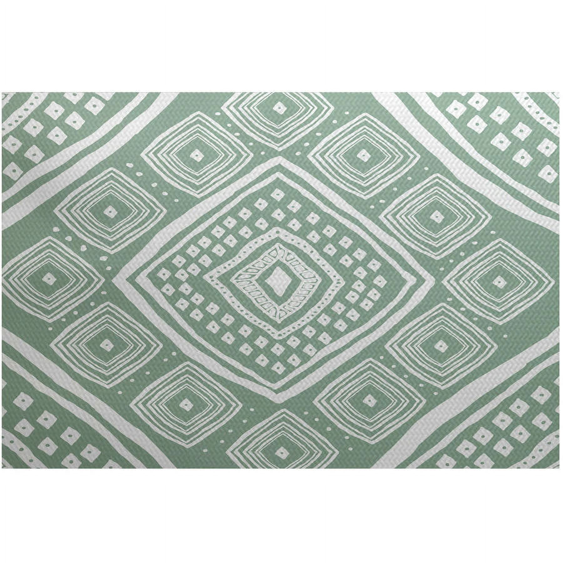 Teal and Green Floral Print Square Outdoor Pillow