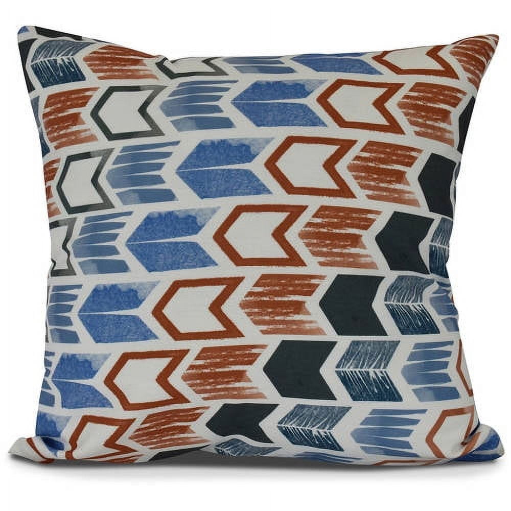 Gray Geometric Print Polyester Square Outdoor Pillow