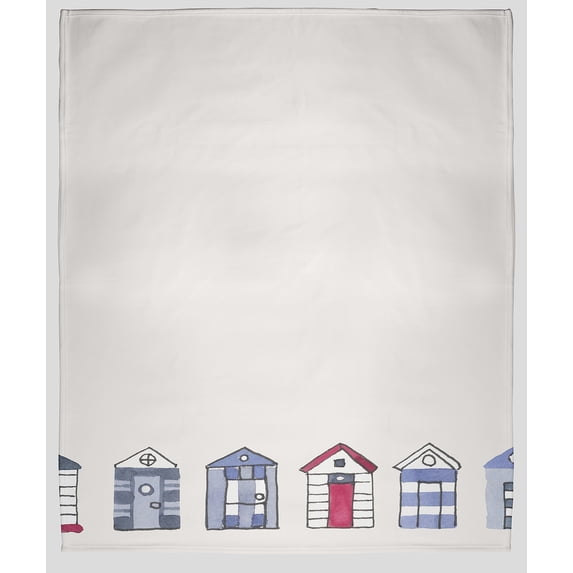 Simply Daisy Beach Huts Fleece Throw Blanket, Ivory, Standard Throw