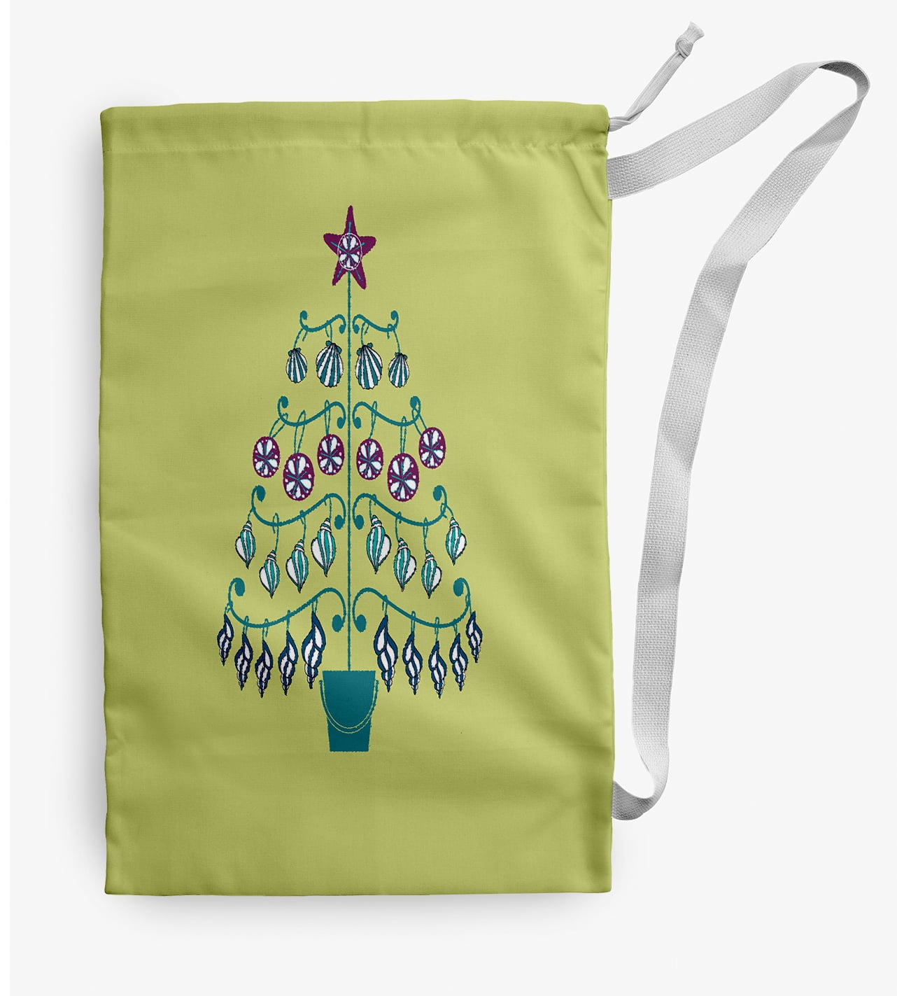 Simply Daisy Beach Tree 18 x 29 in Green Laundry Bag