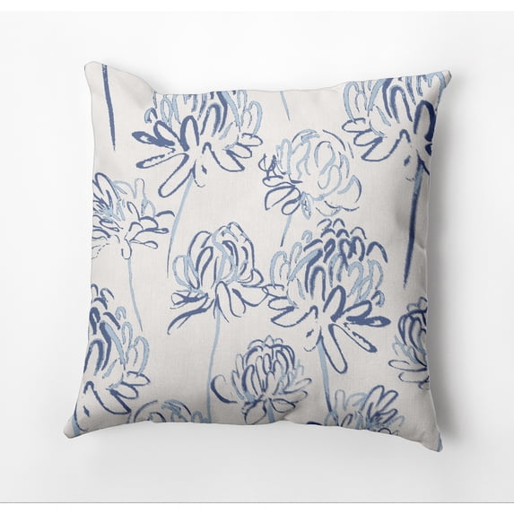 Simply Daisy Blossom Bouquet Outdoor Pillow, Blue/White, 20 in x 20 in