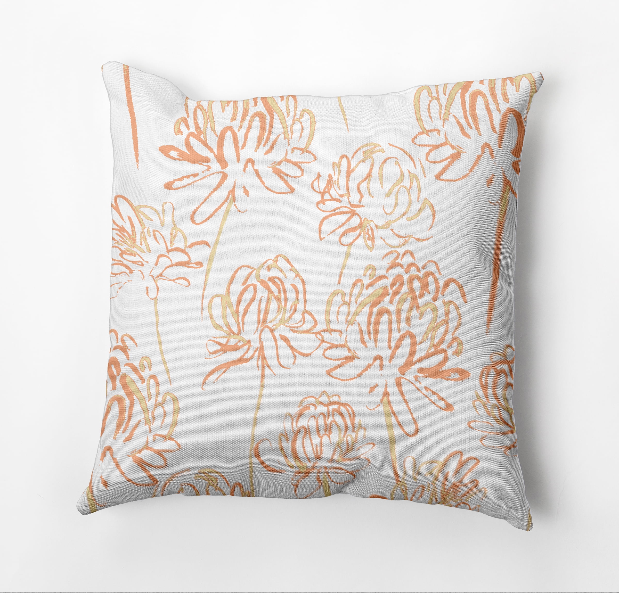 Simply Daisy Blossom Bouquet Outdoor Pillow, Orange/White, 20 in x 20 in