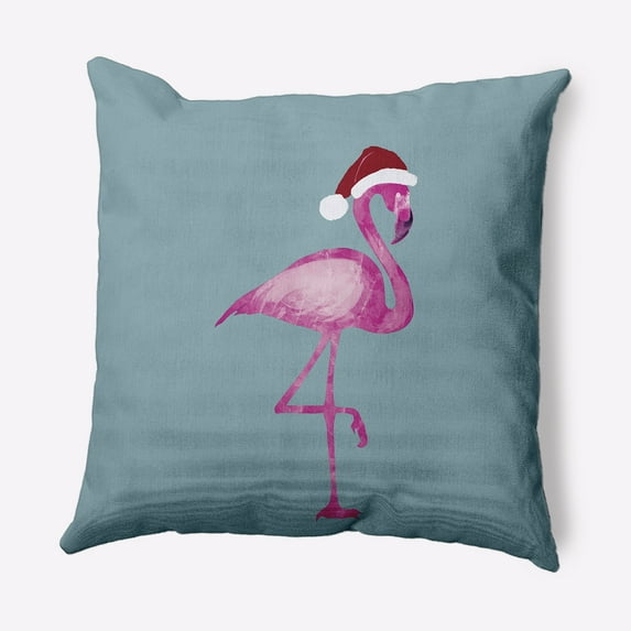 Simply Daisy Blue-Grey Colored Snow Bird Christmas Soft Spun Polyester Indoor/Outdoor Throw Pillow, 18" x 18"