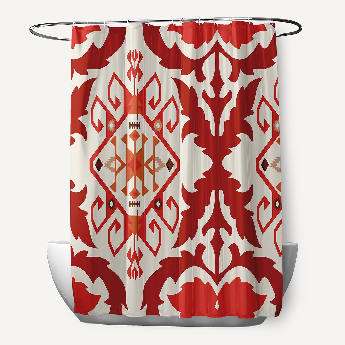 Simply Daisy Bombay 6 Polyester Shower Curtain, Orange