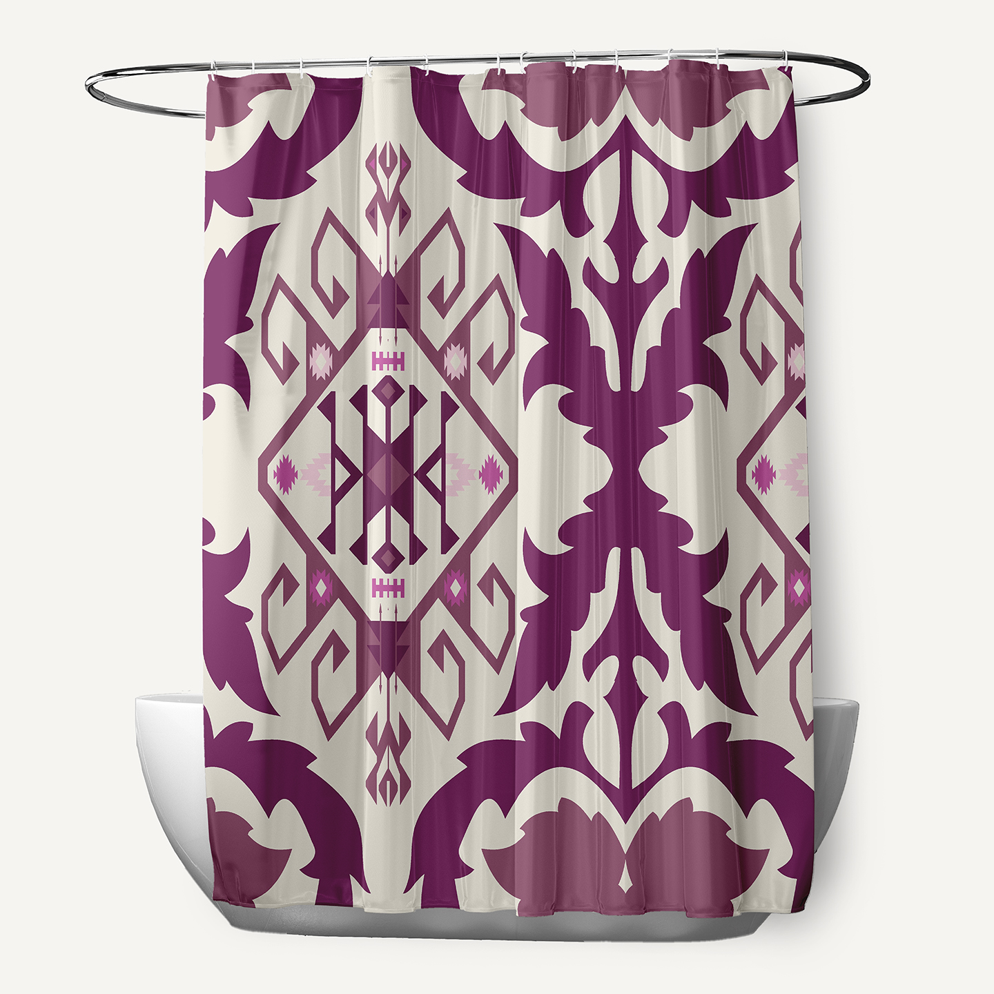 Simply Daisy Bombay 6 Polyester Shower Curtain, Purple