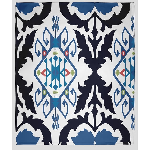 Simply Daisy Bombay Medallion Fleece Throw Blanket, Navy, Small Throw