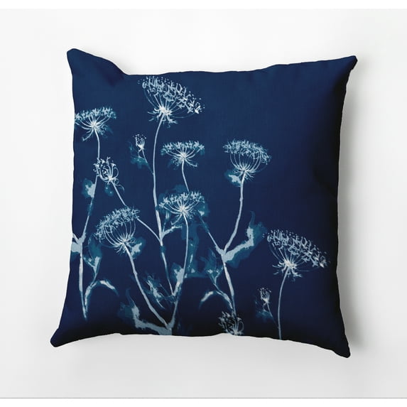 Simply Daisy Breezy Wildflower Outdoor Pillow, Dark Blue/White, 18 in x 18 in