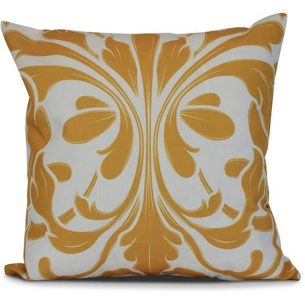 Golden Yellow and White Geometric Print Square Pillow