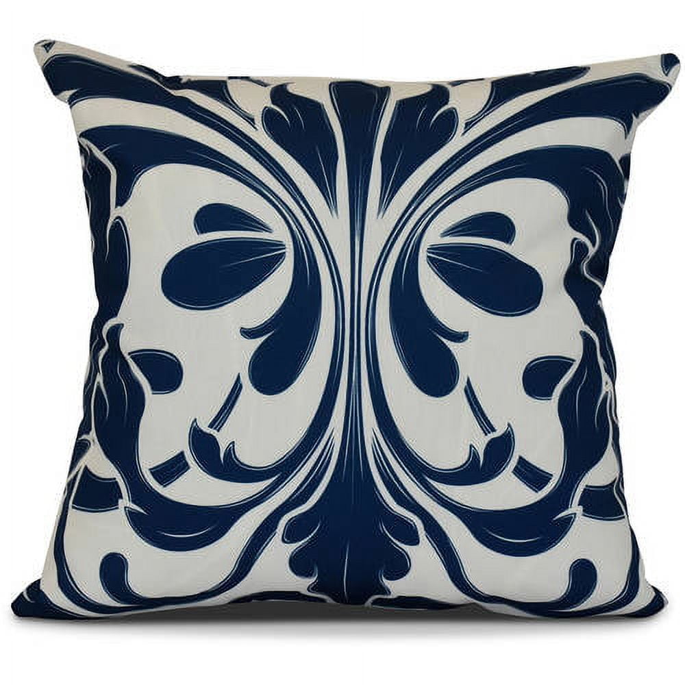 Blue and White Tropical Resort Square Throw Pillow
