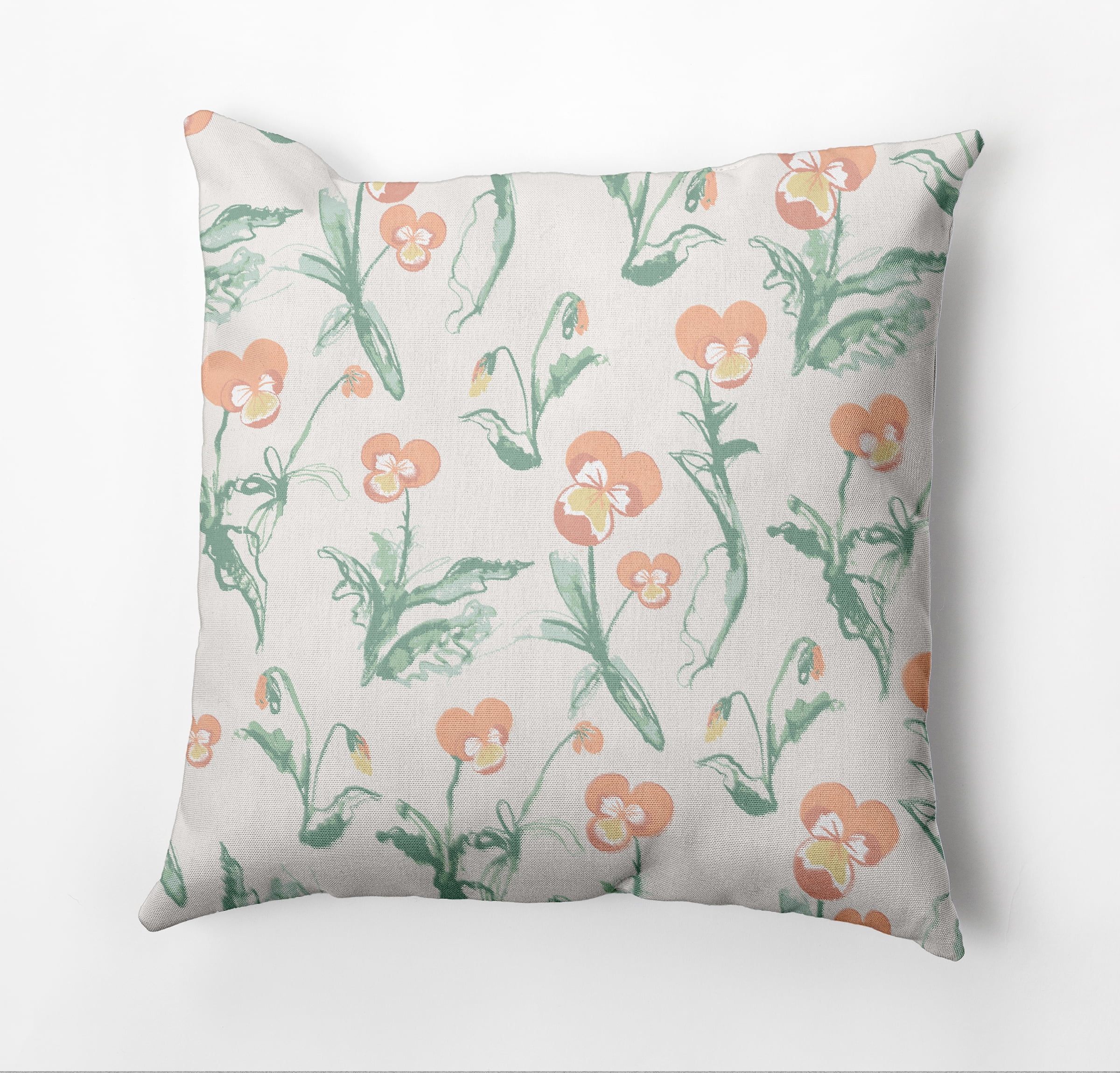 Simply Daisy Bunch of Pansies Outdoor Pillow, Orange, 16 in x 16 in