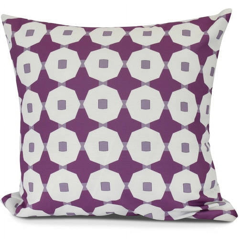 Purple Polyester Geometric Print Square Outdoor Pillow