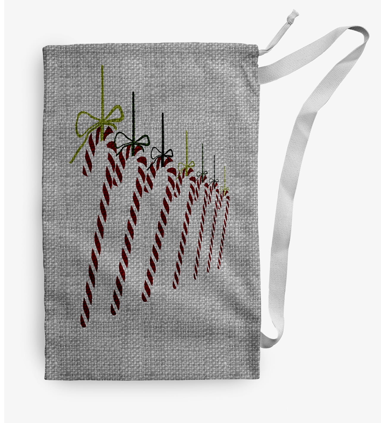 Simply Daisy Candy Canes 18 x 29 in Grey Laundry Bag