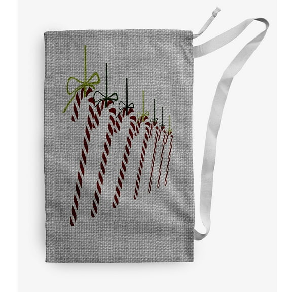 Simply Daisy Candy Canes 18 x 29 in Grey Laundry Bag