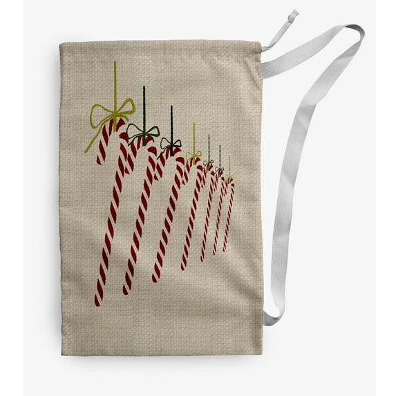 Simply Daisy Candy Canes 28 x 36 in Brown Laundry Bag