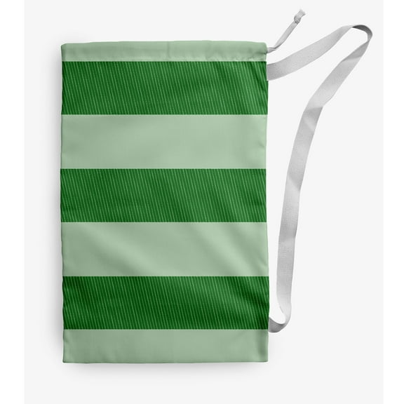Simply Daisy Canvas Bold Stripes 28 x 36 in Green Laundry Bag