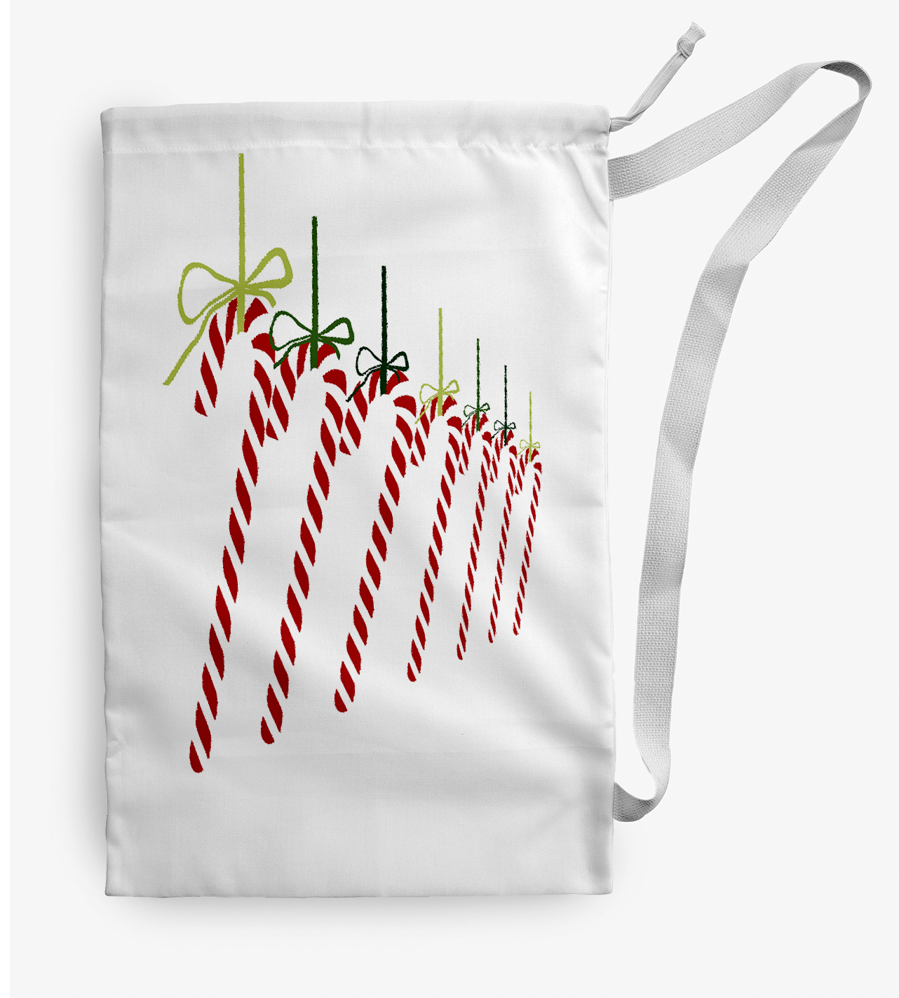 Simply Daisy Canvas Candy Canes 18 x 29 in Green Laundry Bag