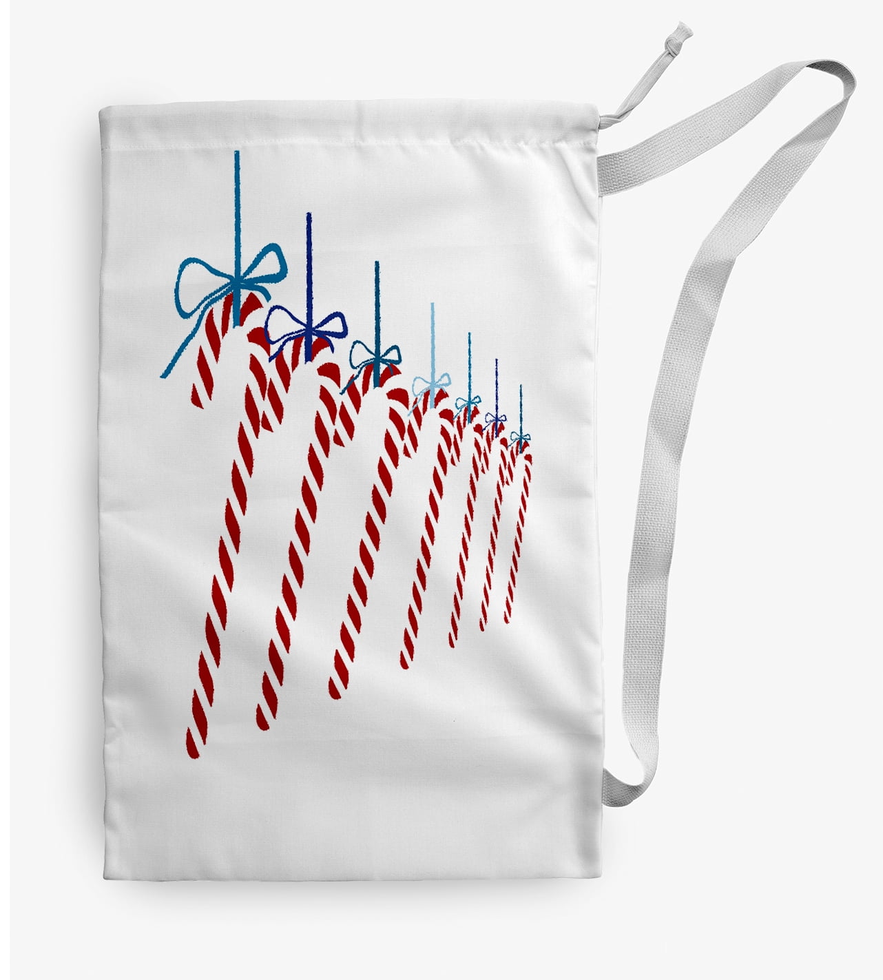 Simply Daisy Canvas Candy Canes 28 x 36 in Blue Laundry Bag