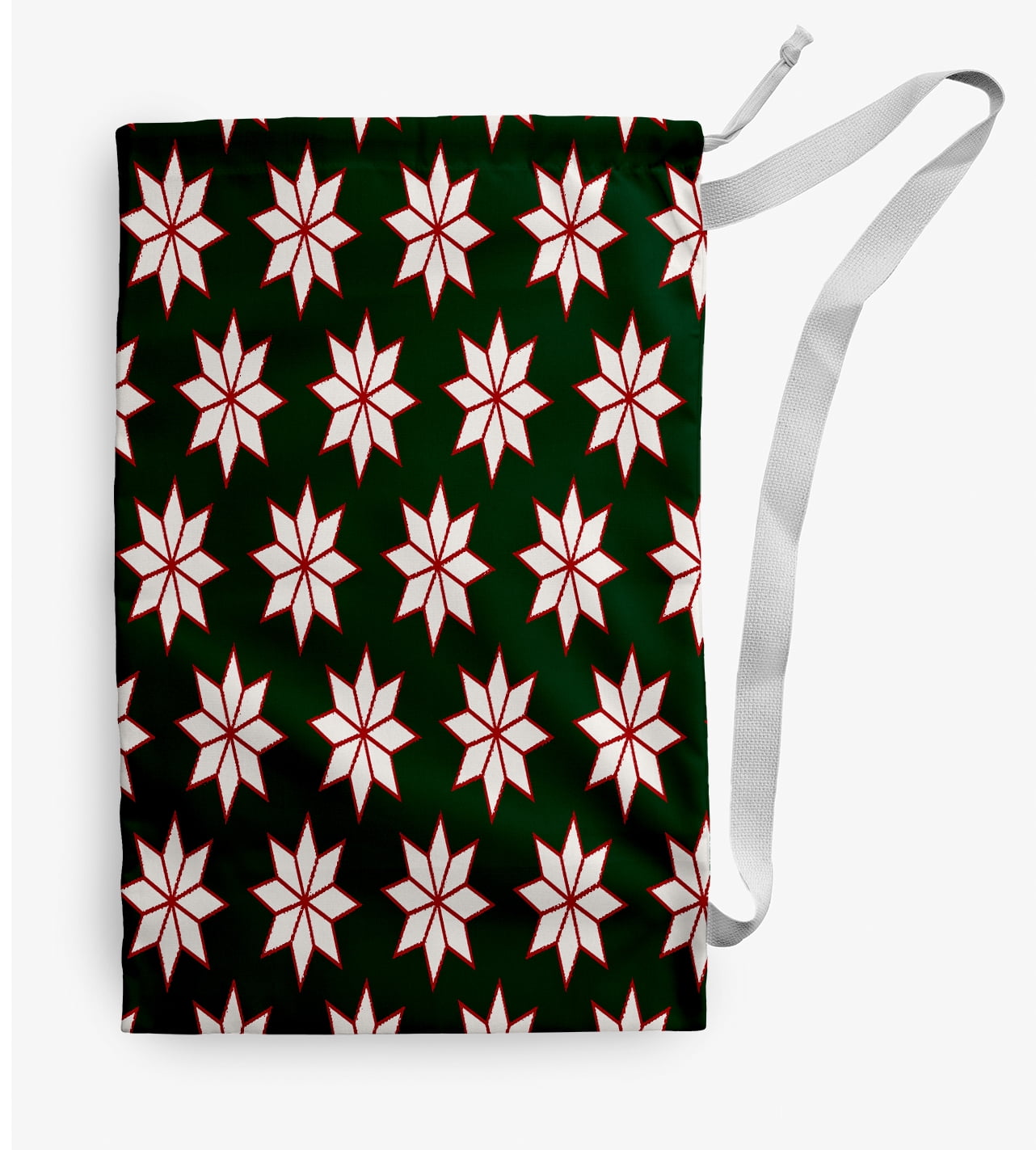 Simply Daisy Canvas Christmas Stars 18 x 29 in Green Laundry Bag