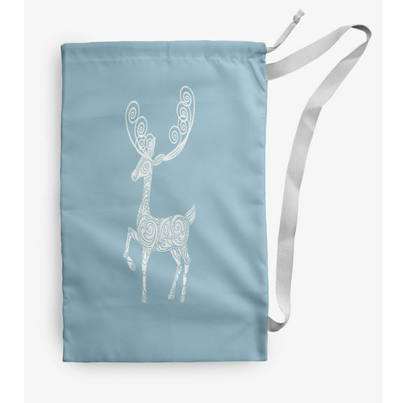 Simply Daisy Canvas Cool Dude Holiday Reindeer 18 x 29 in Blue Laundry Bag