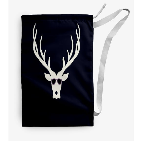 Simply Daisy Canvas Cool Dude Holiday Reindeer 18 x 29 in Navy Laundry Bag