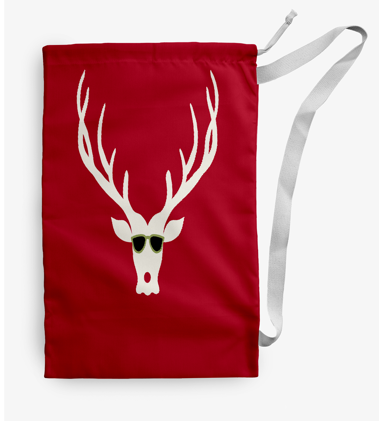 Simply Daisy Canvas Cool Dude Holiday Reindeer 18 x 29 in Red Laundry Bag