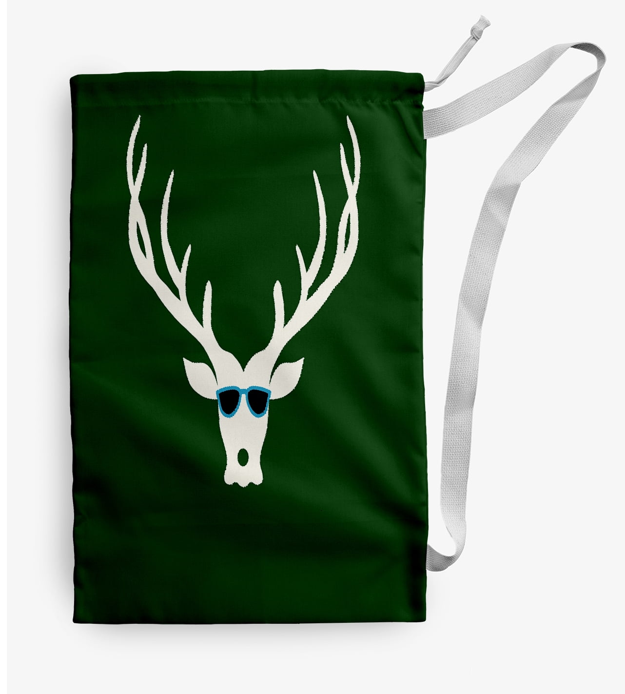 Simply Daisy Canvas Cool Dude Holiday Reindeer 28 x 36 inch Green Laundry Bag