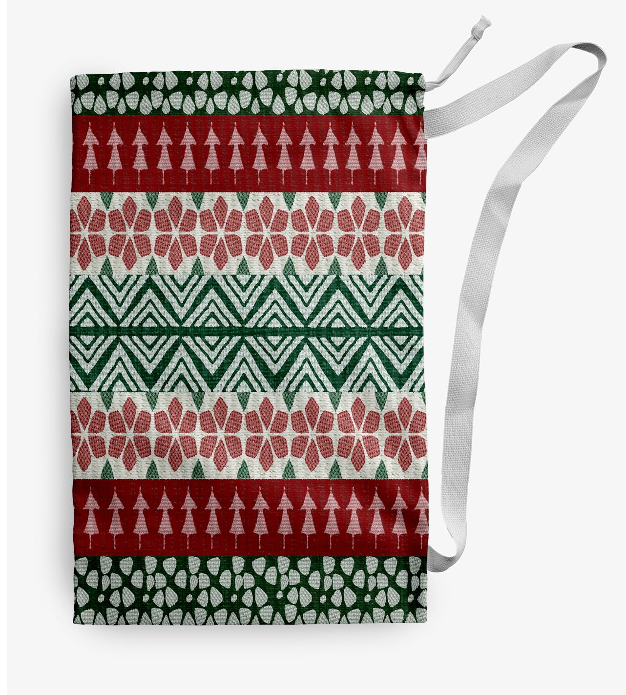 Simply Daisy Canvas FairIsle 18 x 29 in Red Laundry Bag