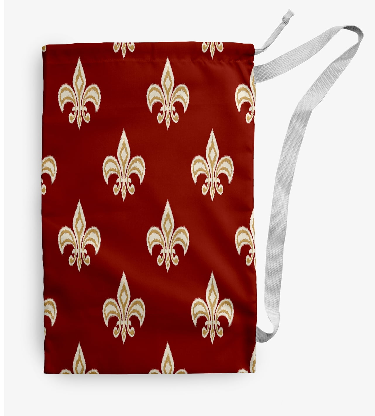 Simply Daisy Canvas Fleur de Lis 18 x 29 in Red Laundry Bag