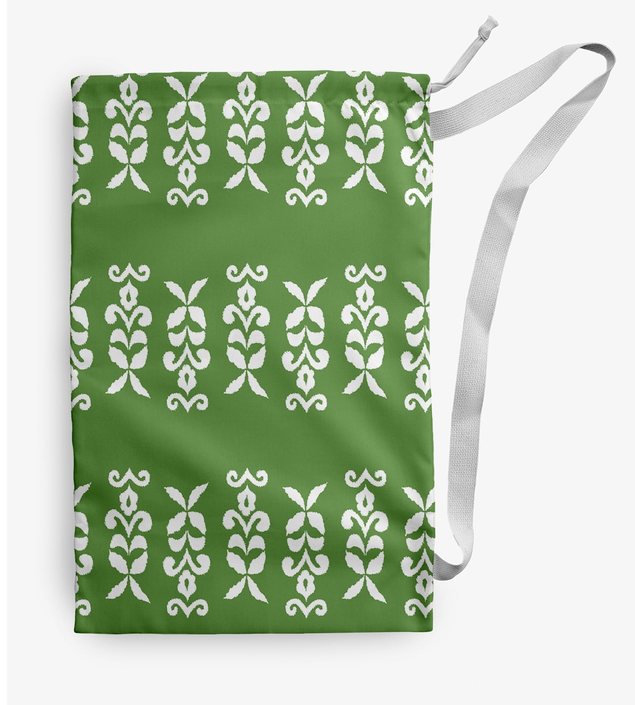 Simply Daisy Canvas Floral Stripes 18 x 29 in Green Laundry Bag