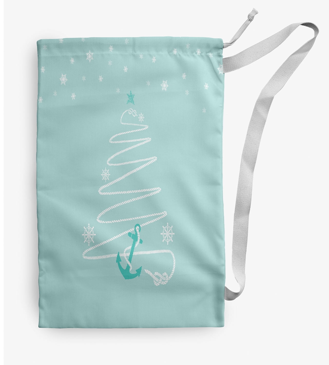 Simply Daisy Canvas Holiday Anchor 28 x 36 in Light Blue Laundry Bag