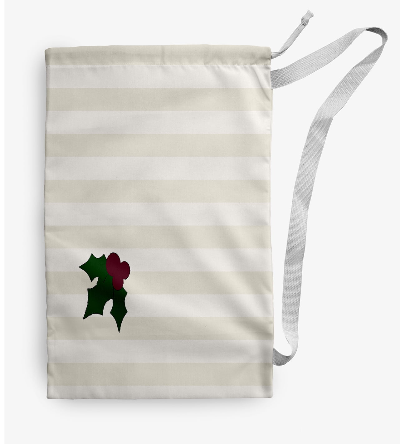 Simply Daisy Canvas Holly Tones Holiday Stripe 18 x 29 in Ivory Laundry Bag