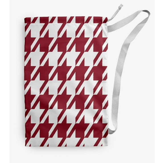 Simply Daisy Canvas Houndstooth 28 x 36 in Red Laundry Bag
