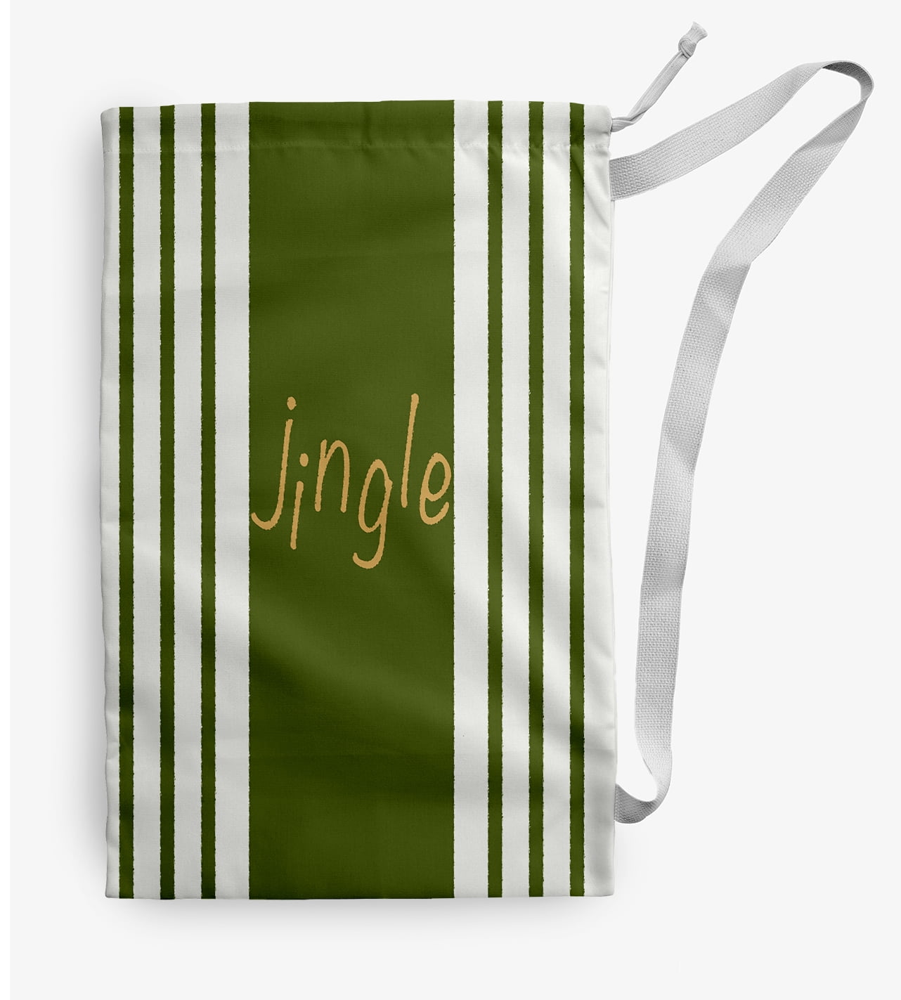 Simply Daisy Canvas Jingle on a Stripe 28 x 36 in Fern Green Laundry Bag