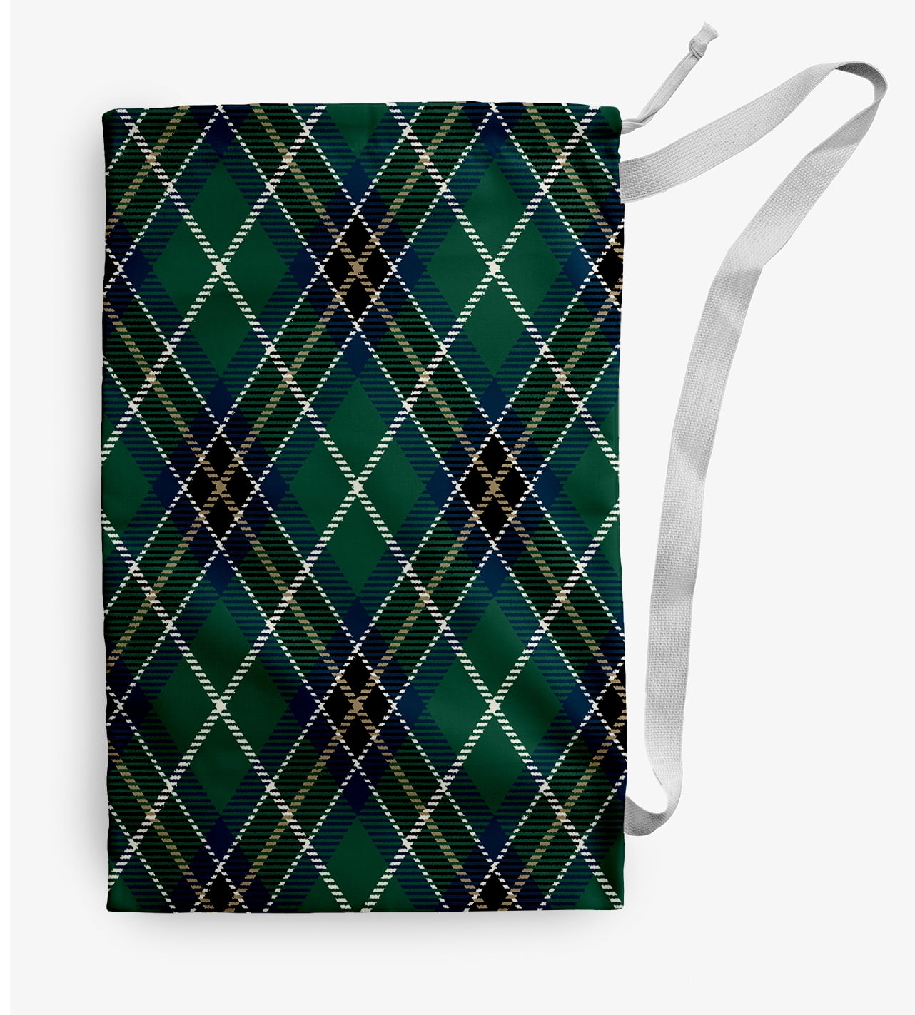 Simply Daisy Canvas Mad for Plaid 18 x 29 in Green Laundry Bag