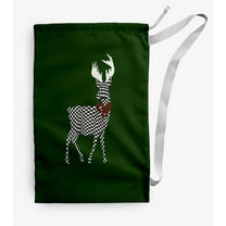 Simply Daisy Canvas Merry Deer 18 x 29 in Green Laundry Bag