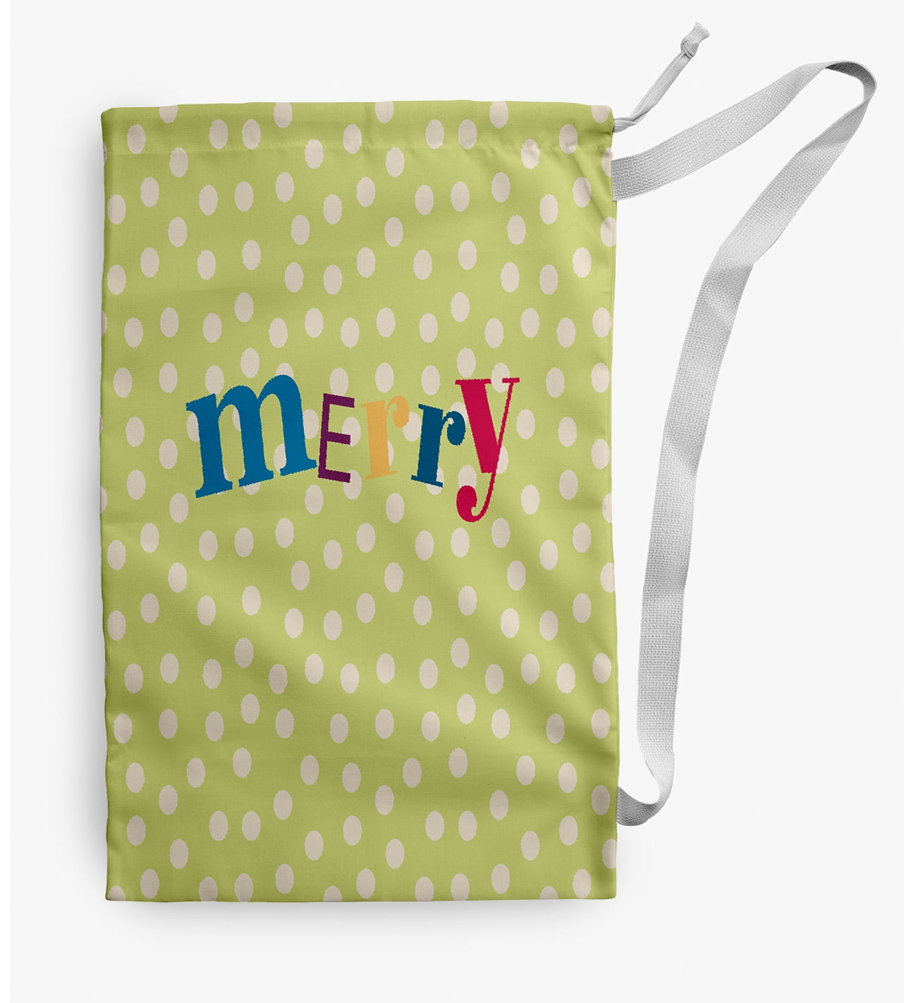 Simply Daisy Canvas Merry Dot 18 x 29 in Green Laundry Bag