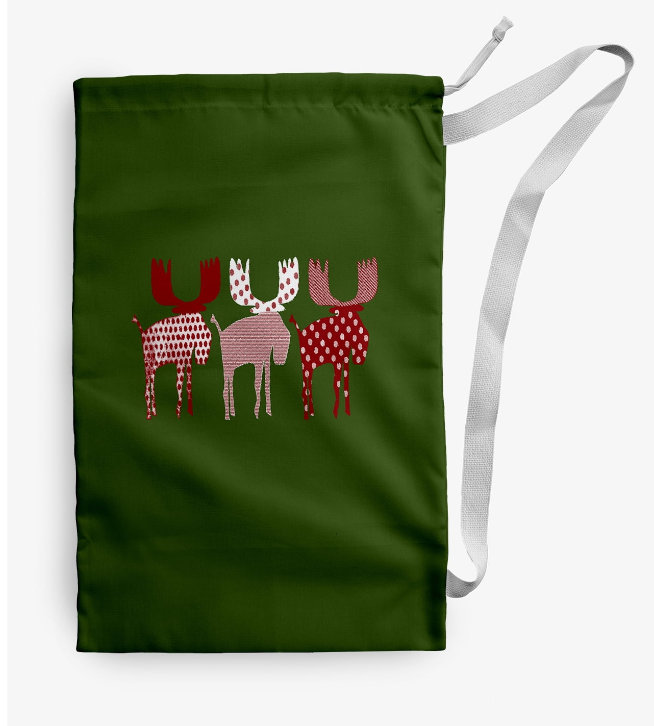 Simply Daisy Canvas Merry Moose 28 x 36 in Green Laundry Bag