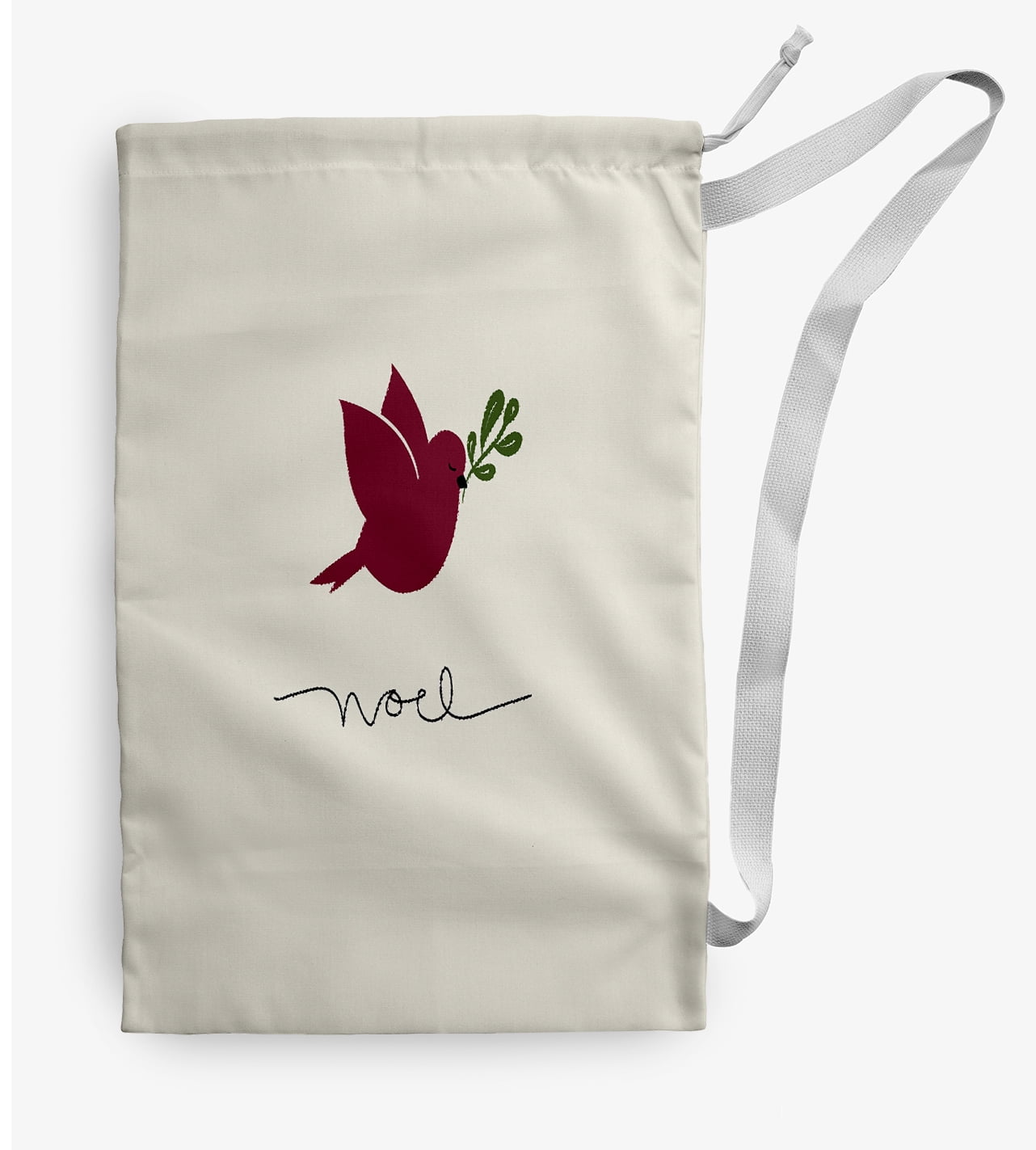 Simply Daisy Canvas Noel Bird 28 x 36 in Ivory Laundry Bag