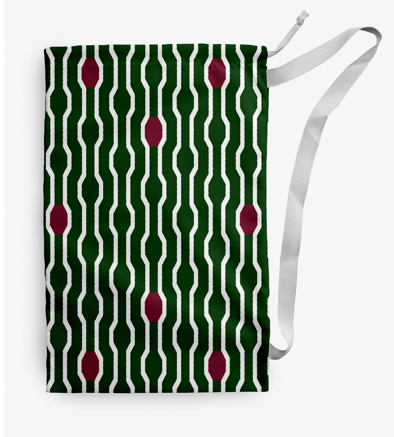 Simply Daisy Canvas Nuts & Bolts Geometric 18 x 29 in Green Laundry Bag
