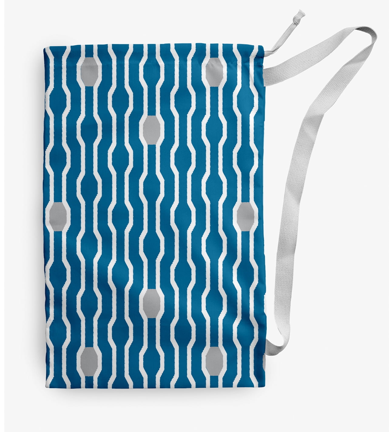 Simply Daisy Canvas Nuts & Bolts Geometric 18 x 29 in Teal Laundry Bag