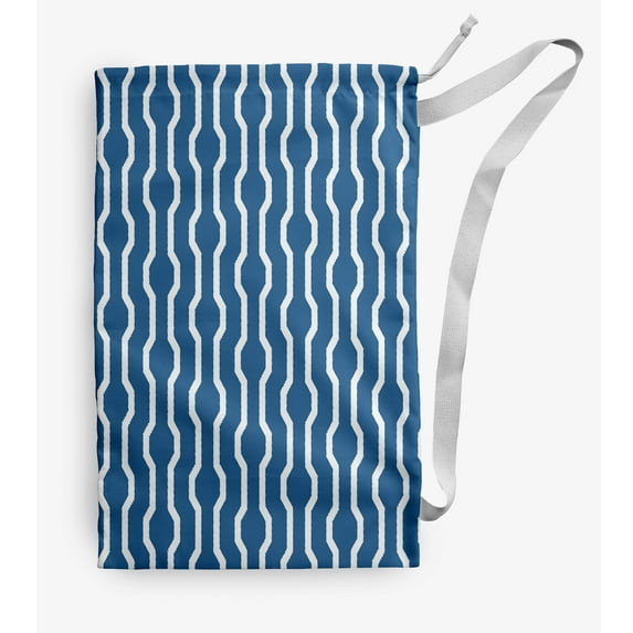 Simply Daisy Canvas Nuts & Bolts Geometric 18 x 29 in Teal Laundry Bag