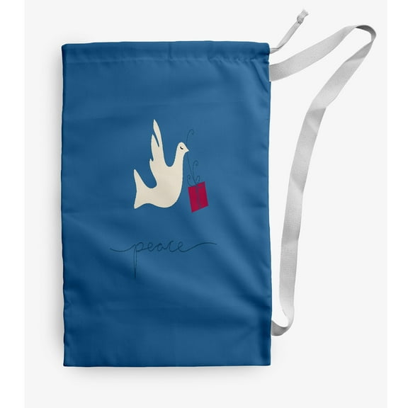 Simply Daisy Canvas Peace Dove 18 x 29 in Blue Laundry Bag